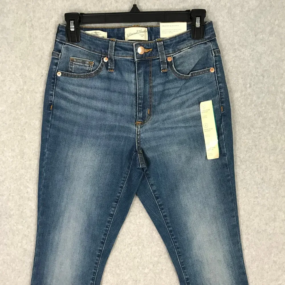 Universal Thread Jeans Women 2 Skinny Stretch Cut Off Raw Worm Faded Grunge Punk